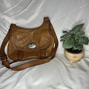 SOLD Fossil Shoulder Bag Brown Embossed Leather  Dust Bag